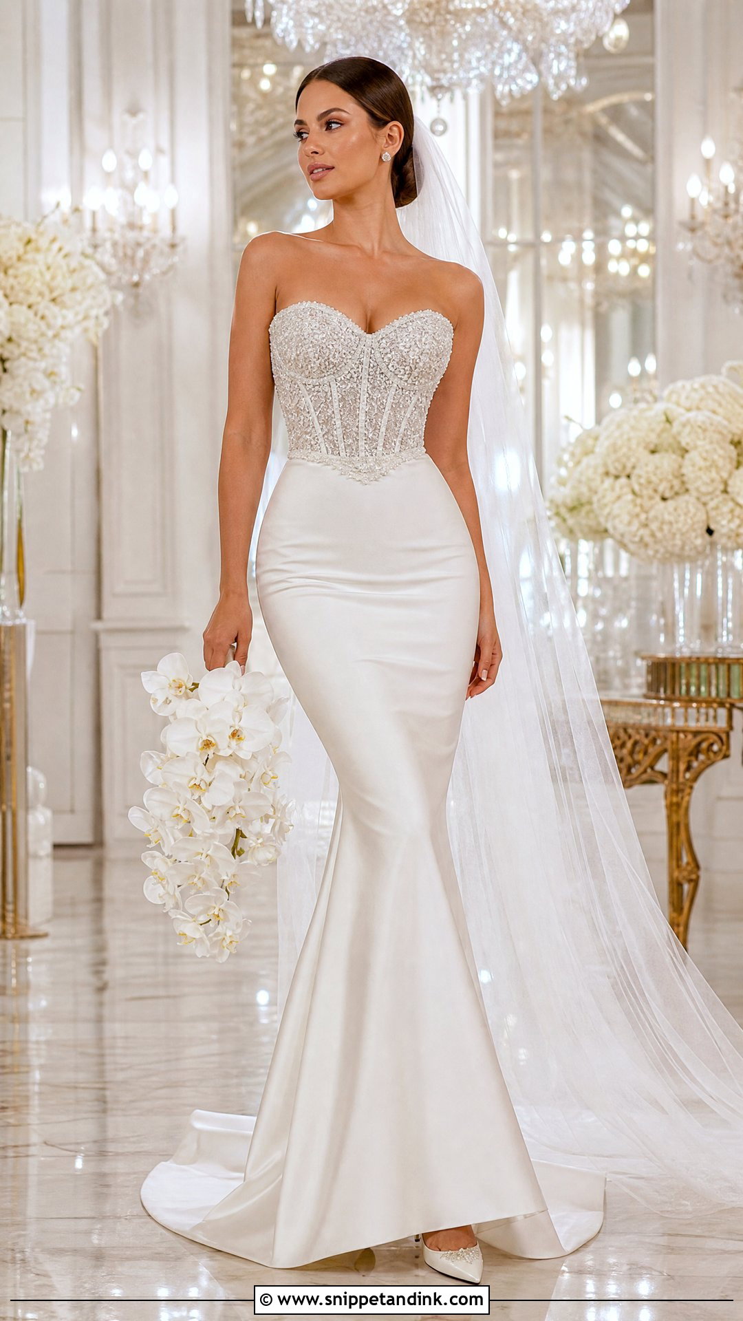 Beaded Satin Mermaid Wedding Gown - Snippet and Ink - 20 Satin Wedding Gown Mermaid Ideas