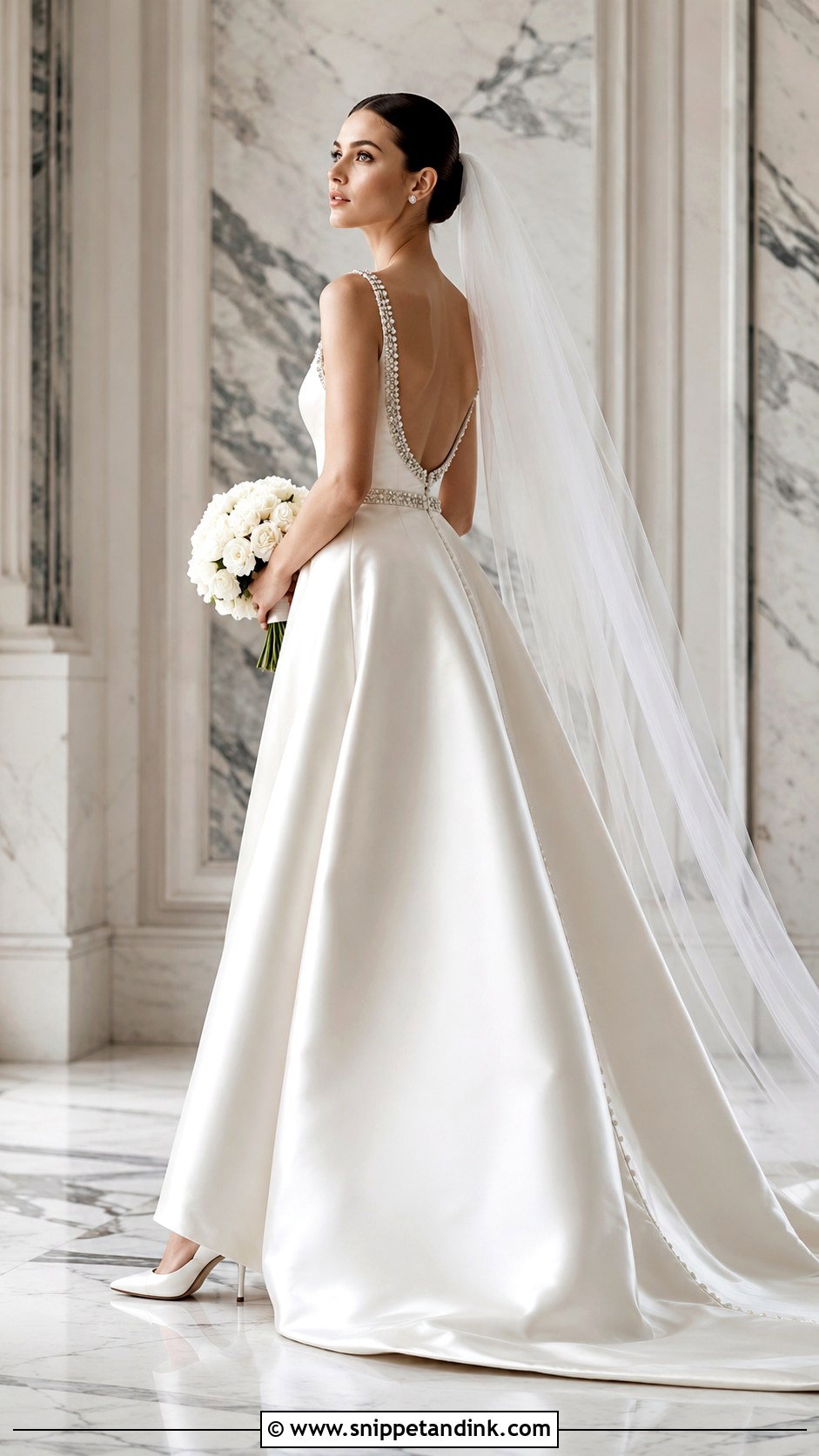 Beaded Satin Wedding Gown - Snippet and Ink - 20 Beaded Bridal Gown Ideas