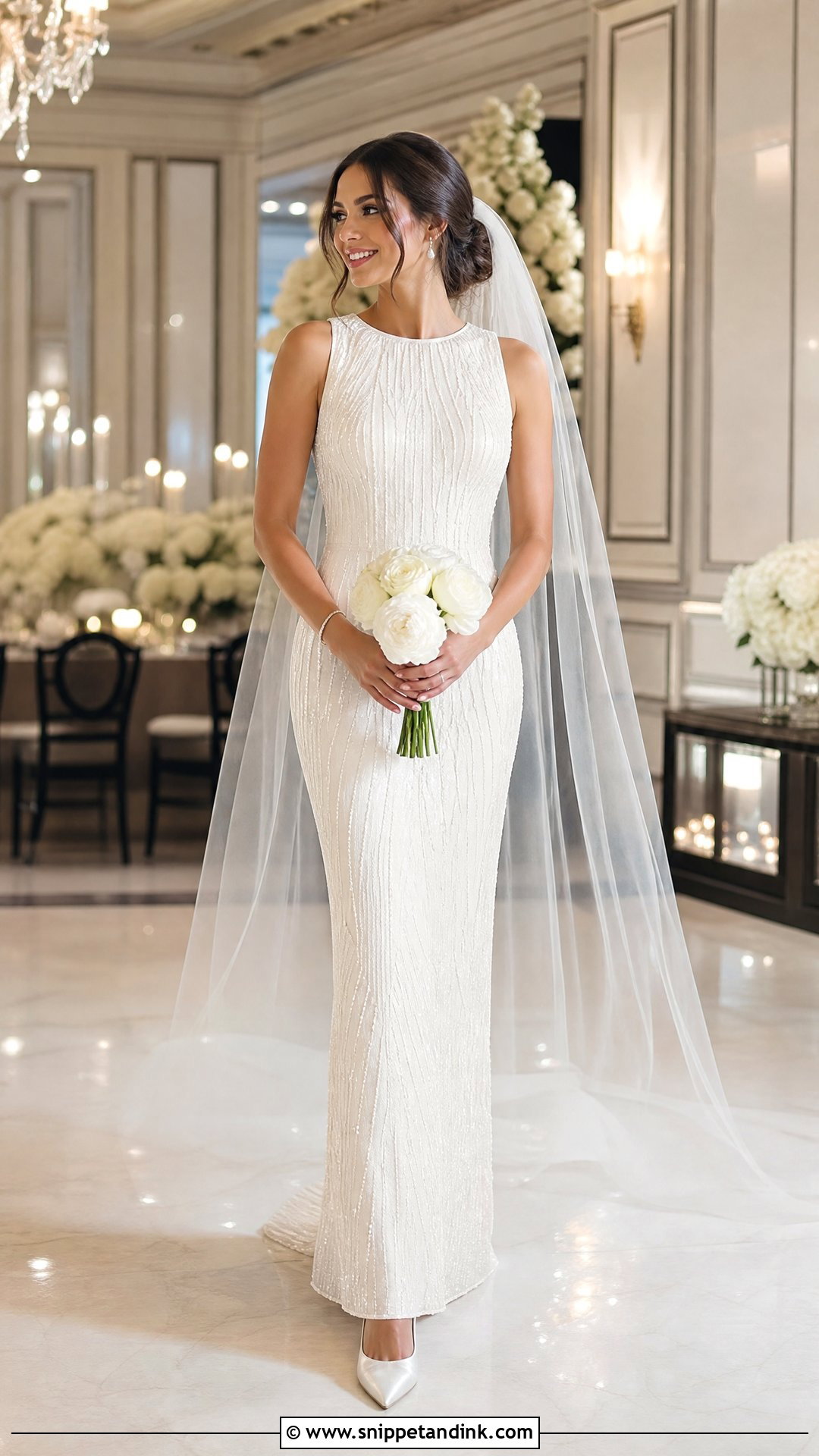 Beaded Sheath Bridal Gown - Snippet and Ink - 25 Elegant Bridal Gown Ideas