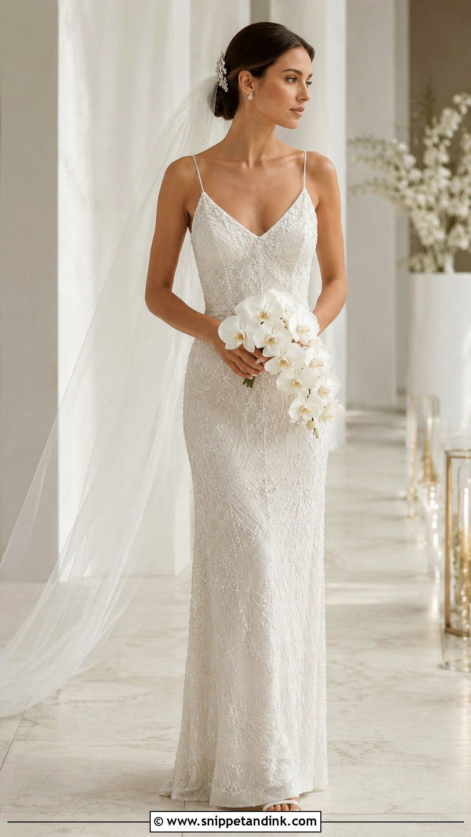 Beaded Sheath Wedding Dress - Snippet and Ink - 20 90s Wedding Dresses