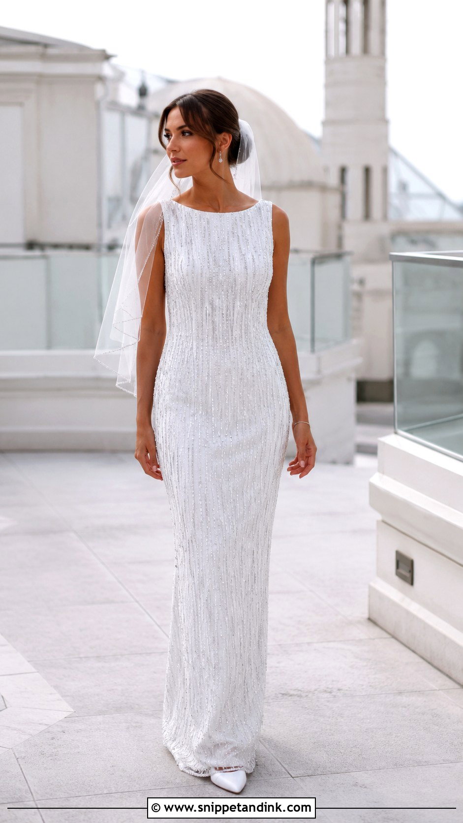 Beaded Sheath Wedding Dress - Snippet and Ink - 20 Bling Sparkle Wedding Dresses