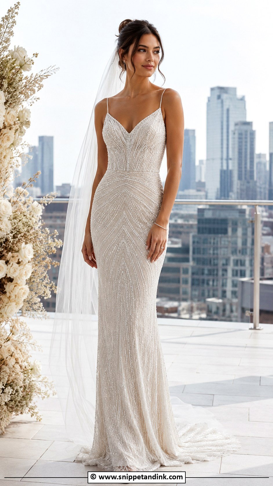 Beaded Sheath Wedding Dress - Snippet and Ink - 25 Glam Wedding Dress Ideas