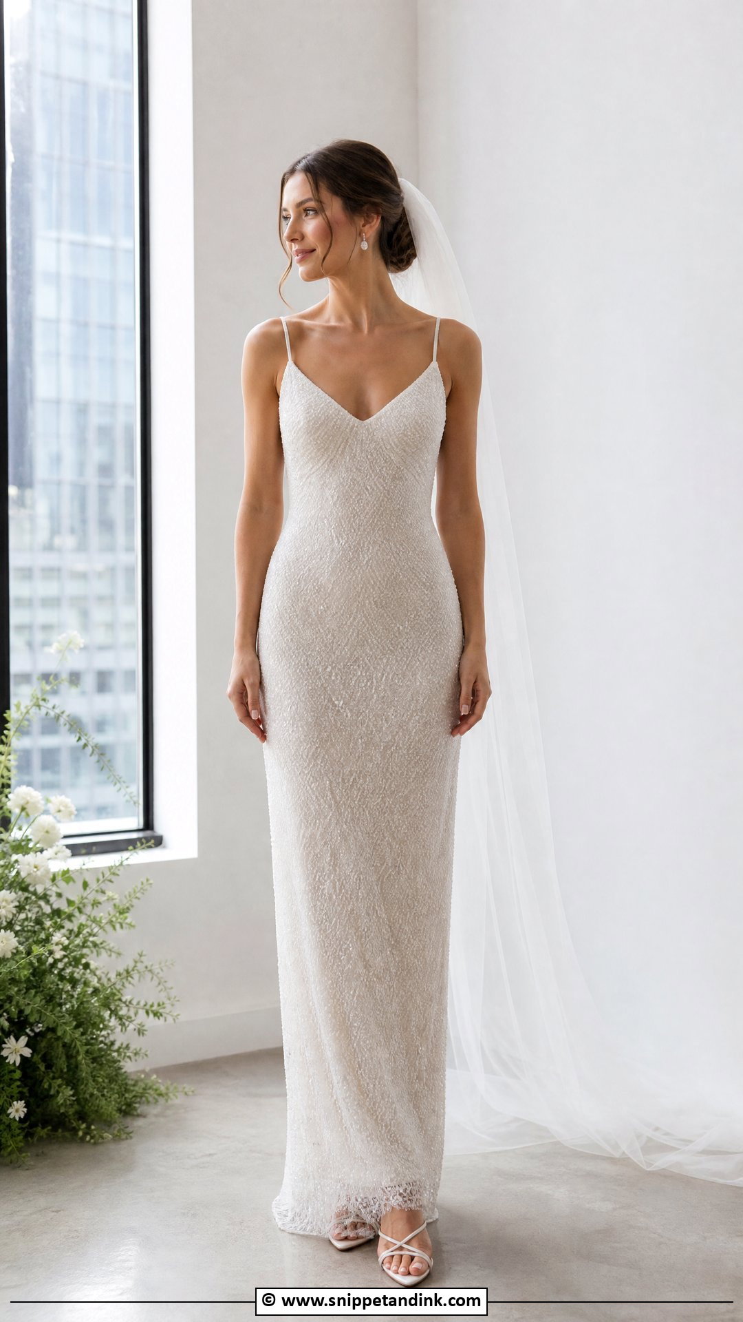 Beaded Sheath Wedding Gown - Snippet and Ink - 35 Latest Wedding Gowns