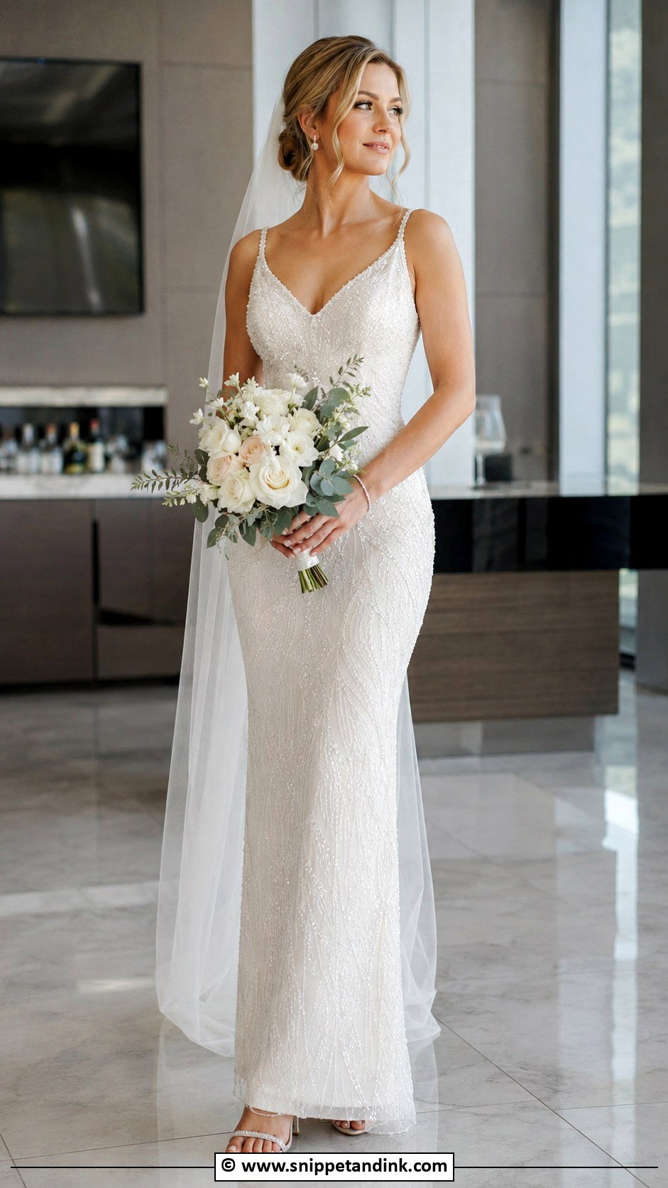 Beaded Sheath Wedding Gown - Snippet and Ink - 30 Classy Wedding Gown Ideas