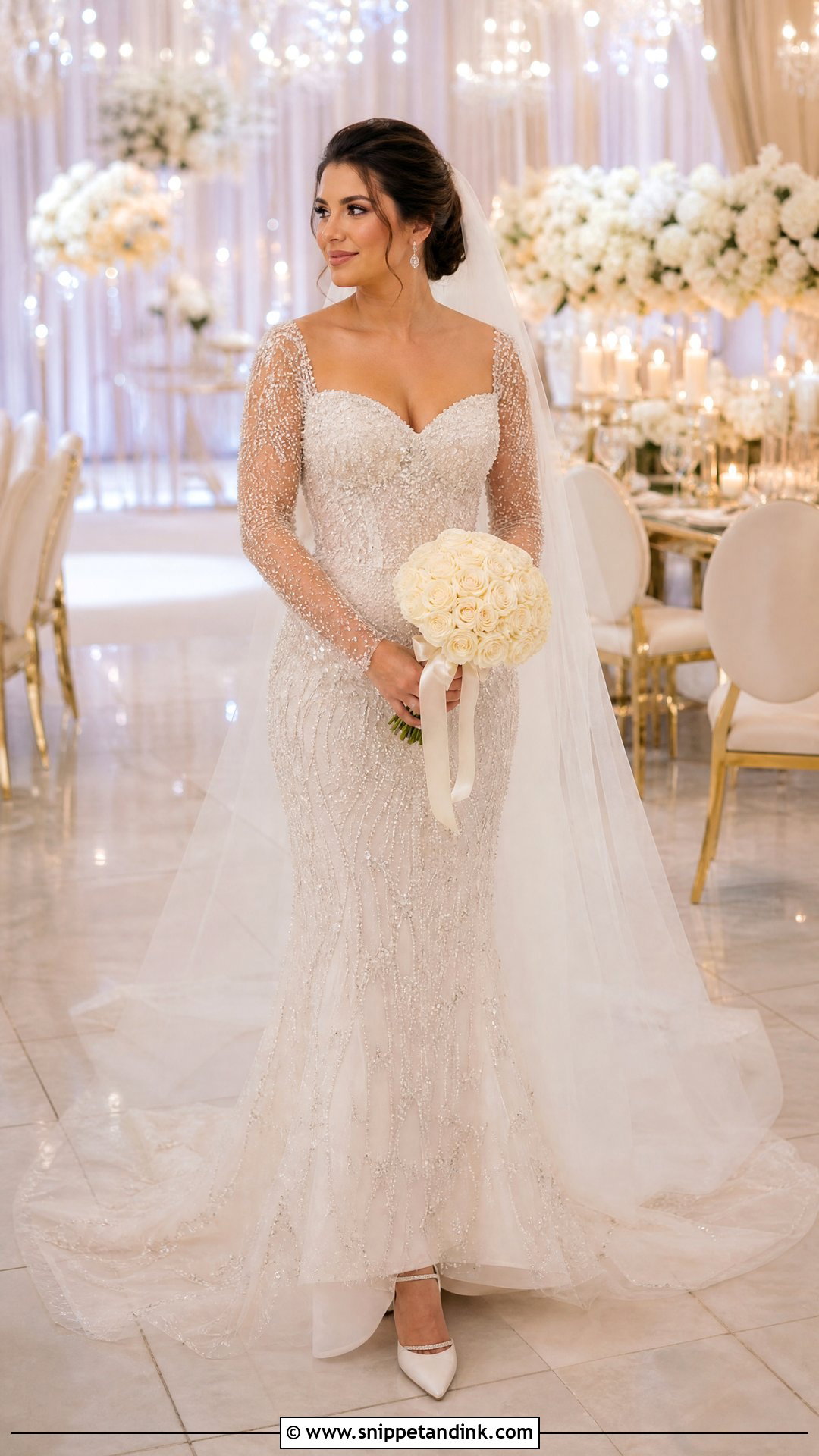 Beaded Sheer Sleeve Wedding Dress - Snippet and Ink - 20 Wedding Dress Sheer Sleeves