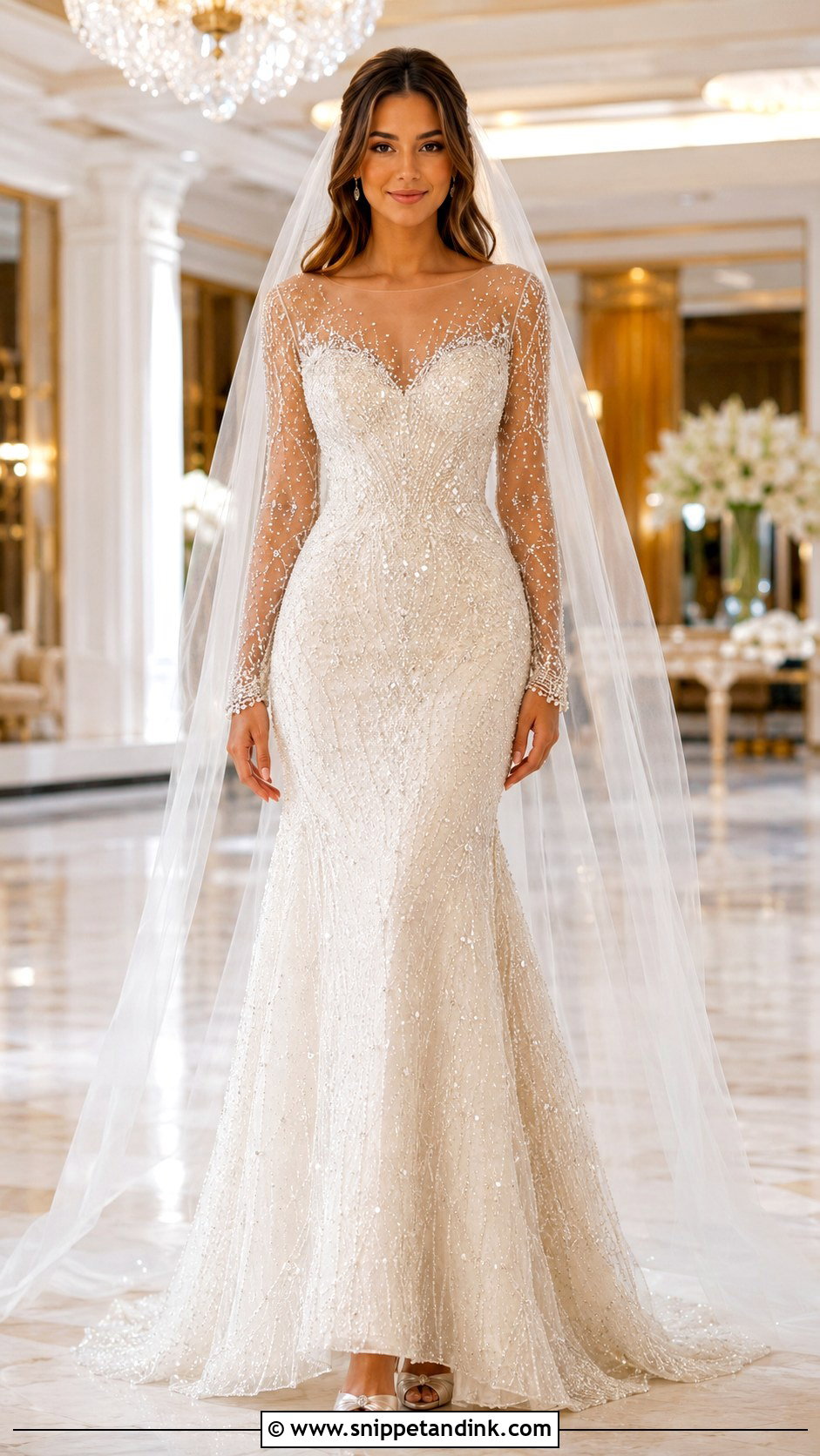 Beaded Sheer Wedding Gown - Snippet and Ink - 20 Latest Wedding Gowns Bridal Collection