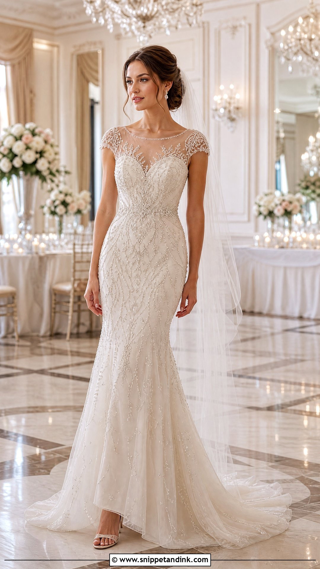 Beaded Short Sleeve Wedding Dress - Snippet and Ink - 20 Wedding Dresses with Short Sleeves