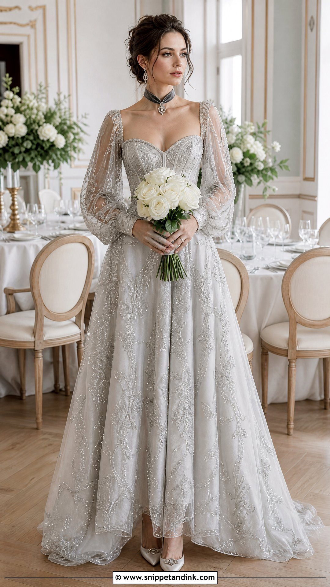Beaded Silver Outlander Wedding Dress - Snippet and Ink - 20 Outlander Wedding Dress Ideas