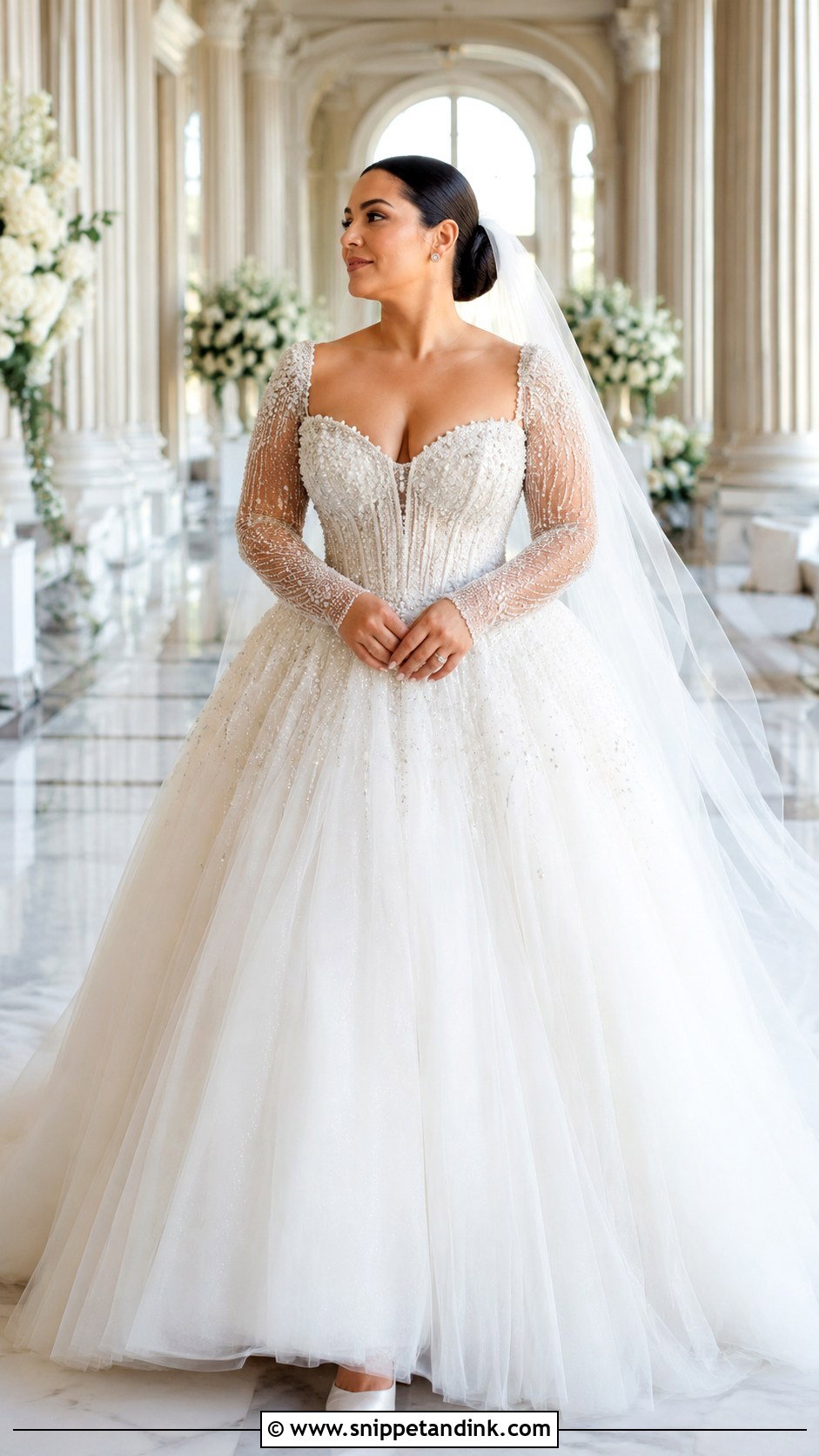 Beaded Sleeve Ball Gown - Snippet and Ink - 20 Curvy Wedding Dress Sleeves