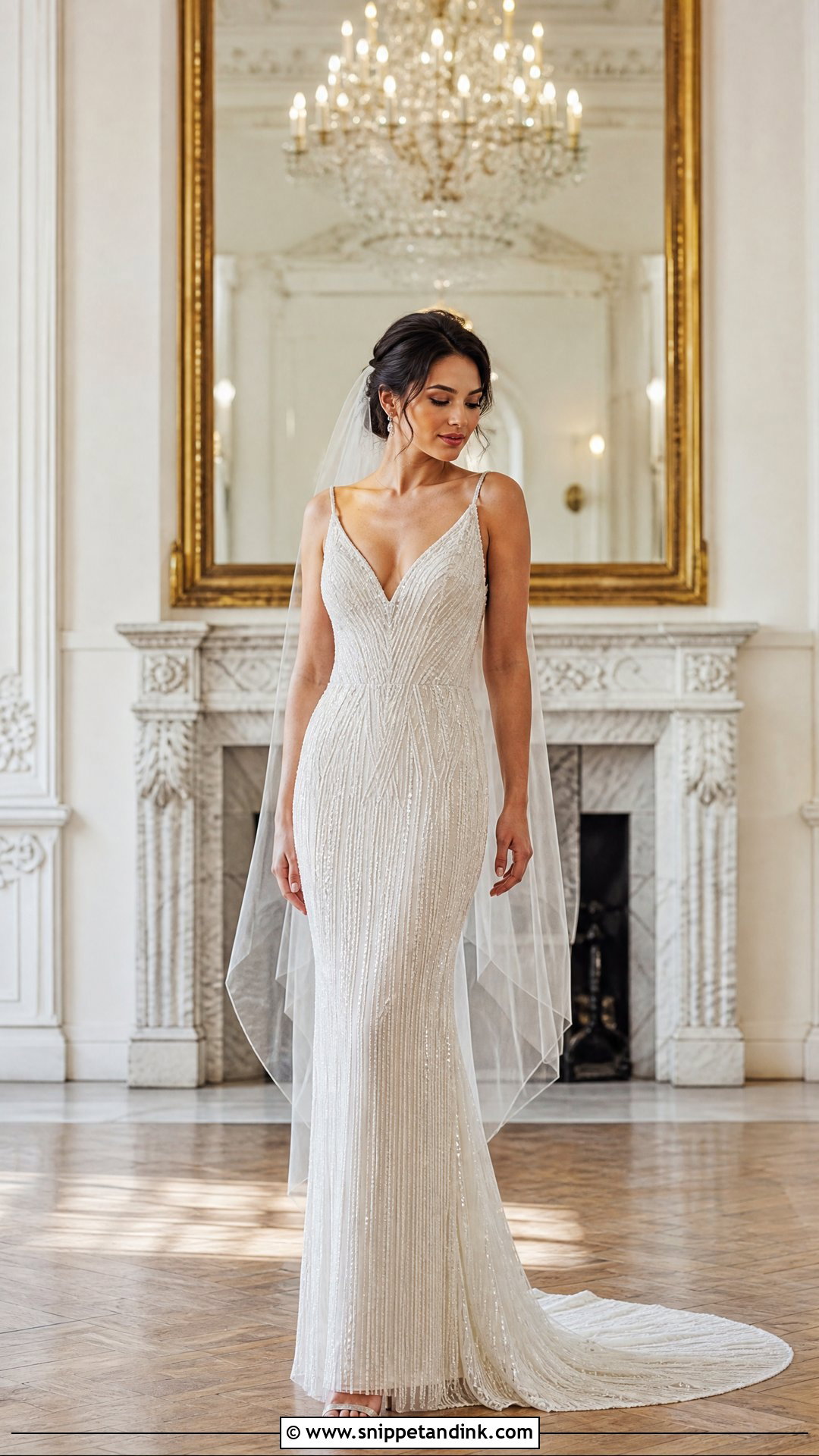 Beaded Slim Wedding Dress - Snippet and Ink - 20 Slim Wedding Dresses