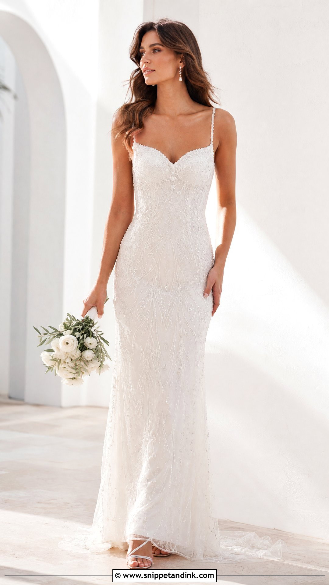 Beaded Spaghetti Strap Wedding Gown - Snippet and Ink - 25 Beaded Wedding Gowns