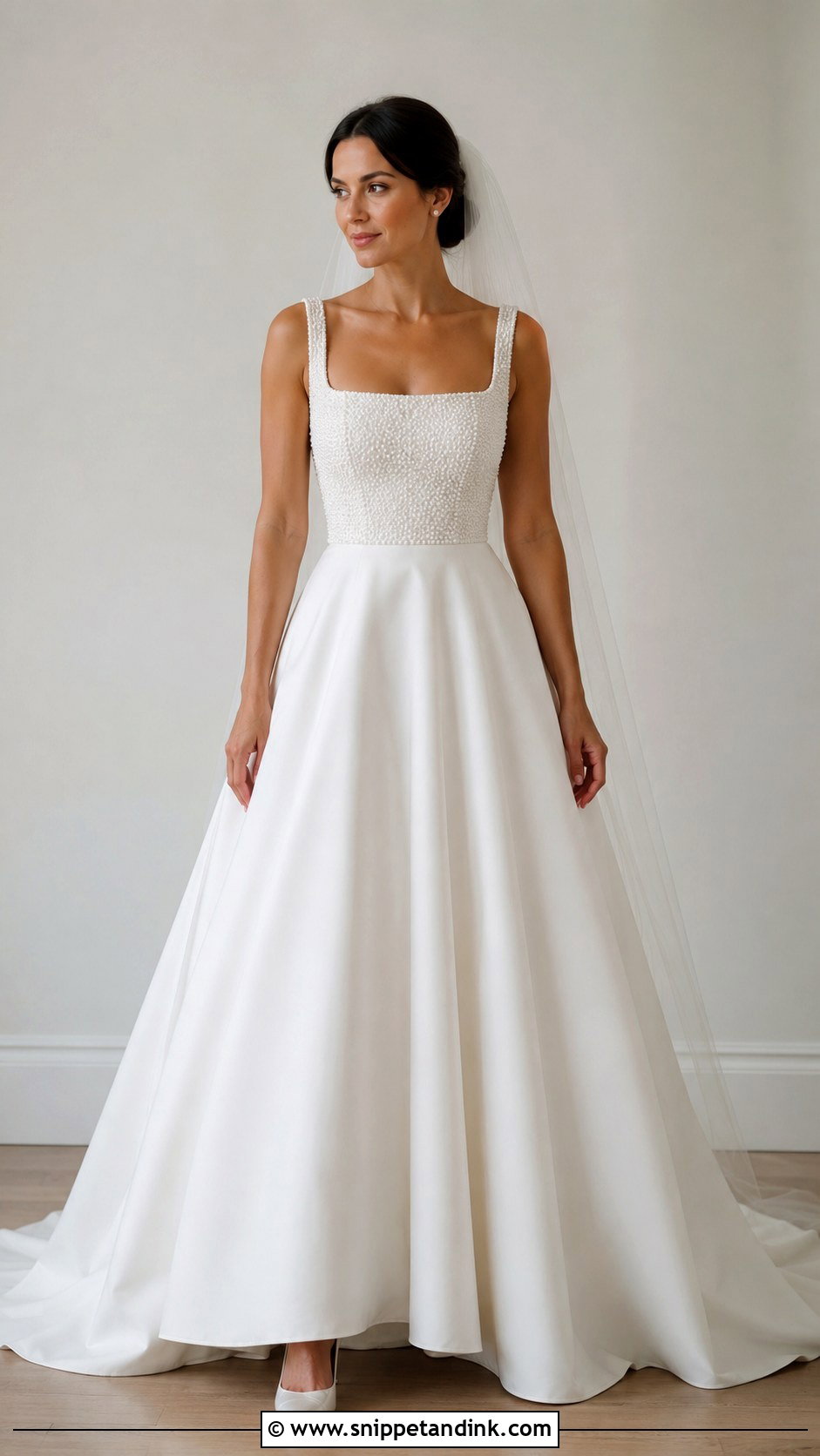 Beaded Square Neck Wedding Dress - Snippet and Ink - 25 Beaded Wedding Dresses