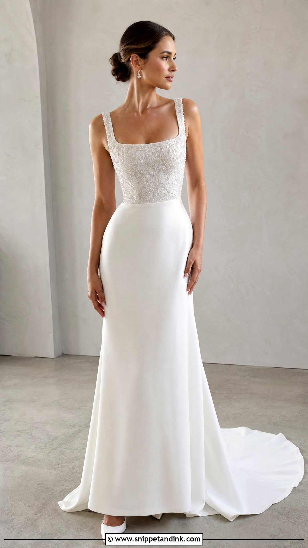 Beaded Square Neck Wedding Gown - Snippet and Ink - 25 Beaded Wedding Gowns