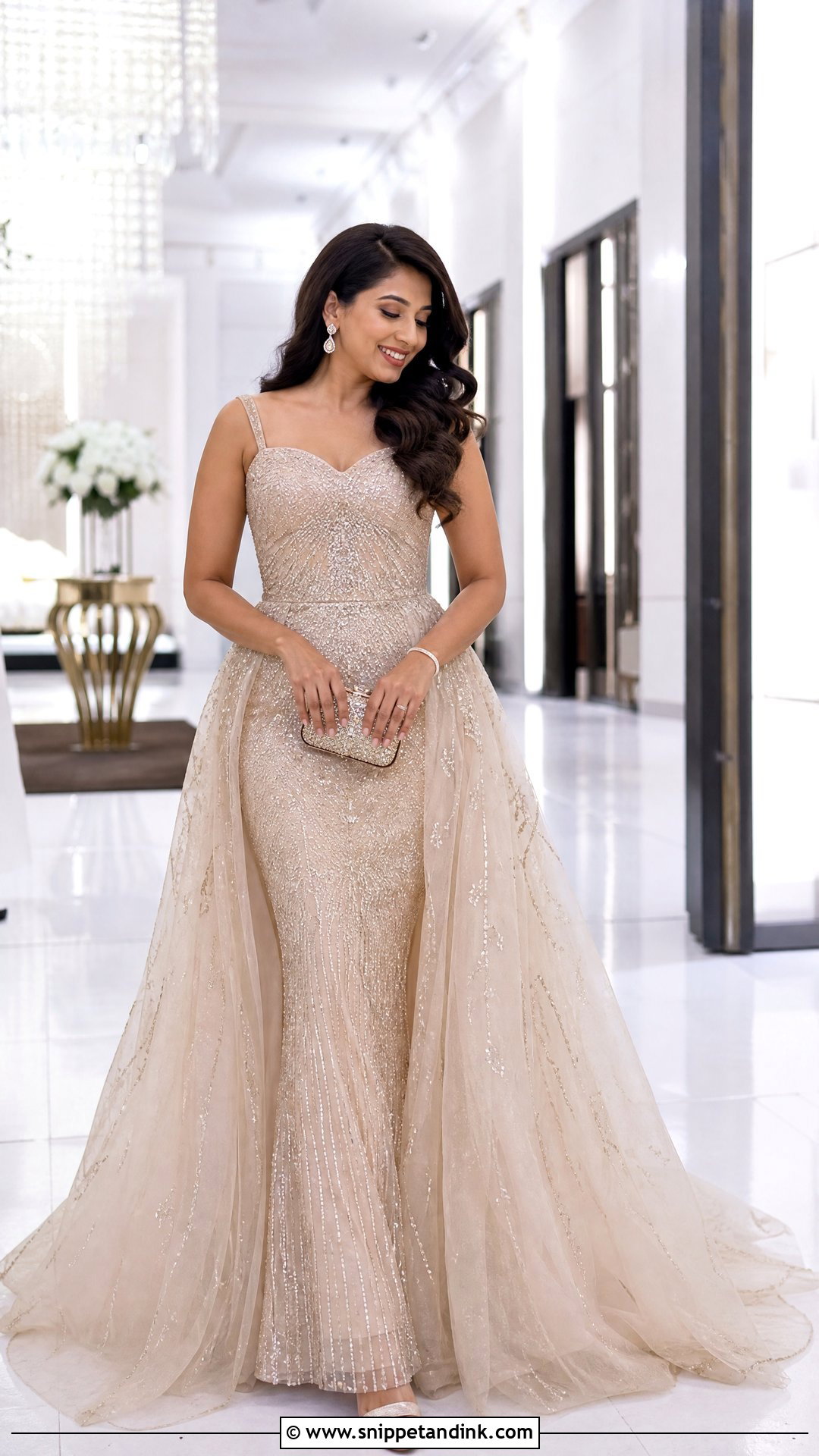 Beaded Sri Lankan Bride Reception Gown - Snippet and Ink - 20 Srilankan Bride Ideas