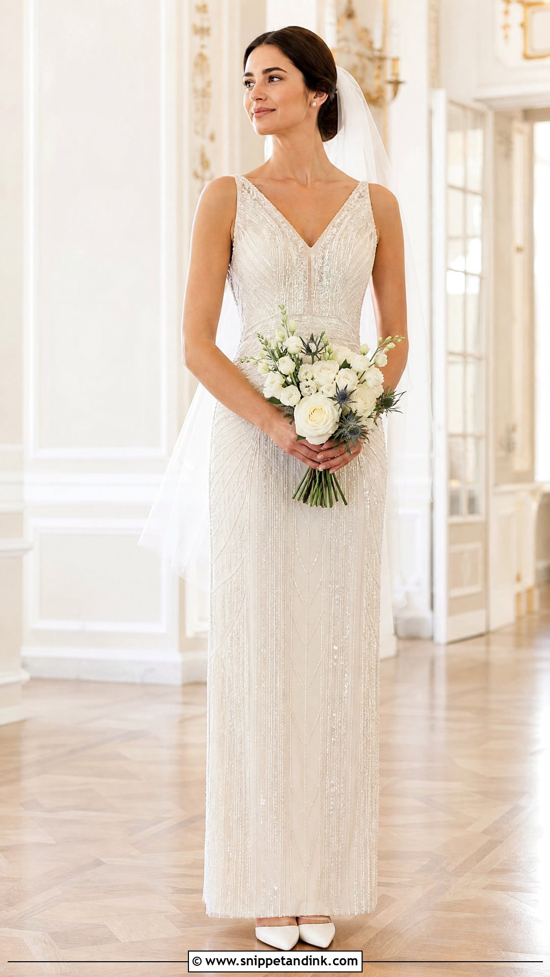 Beaded Straight Wedding Dress - Snippet and Ink - 20 Straight Wedding Dresses