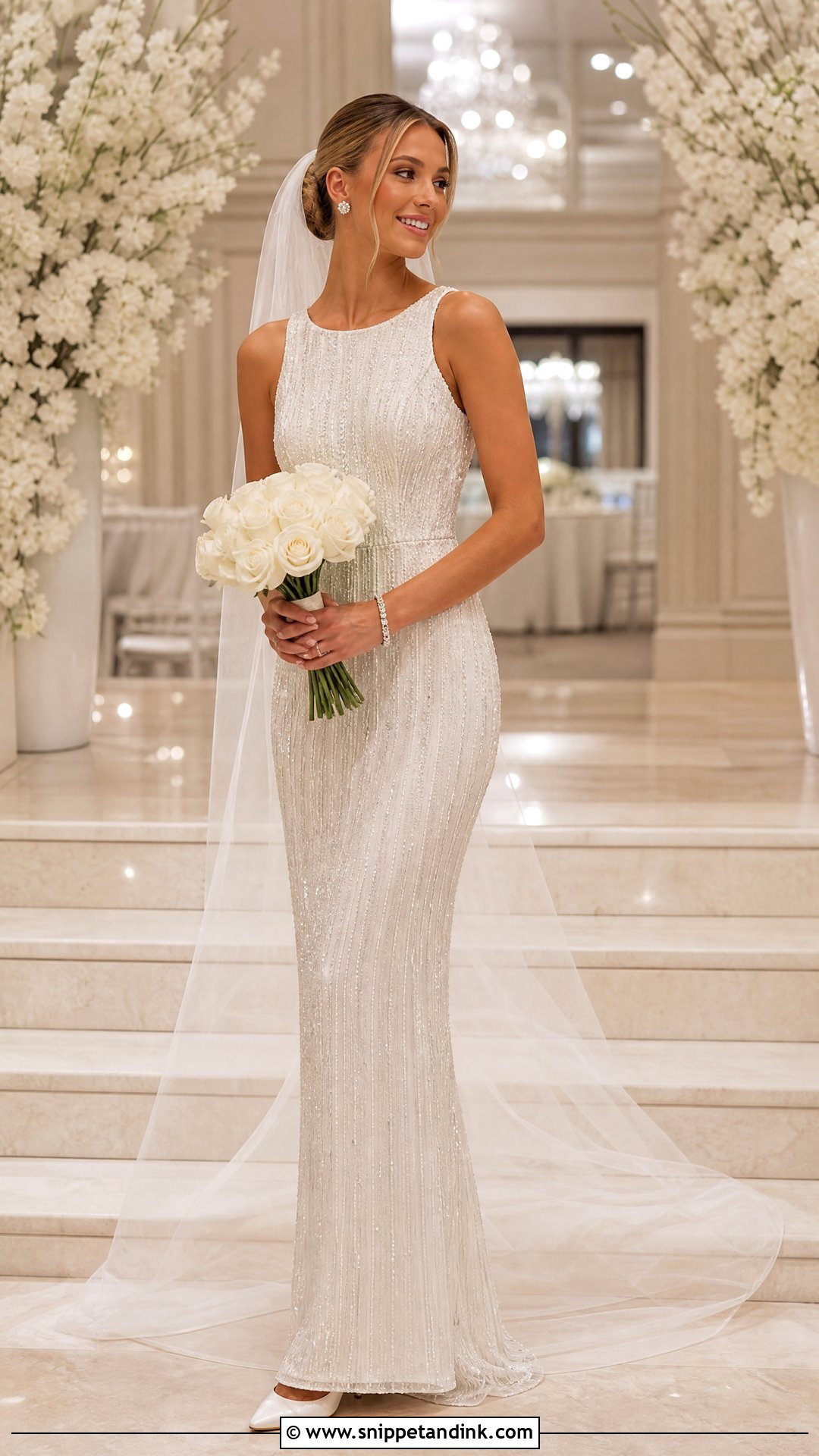 Beaded Straight Wedding Gown - Snippet and Ink - 20 Straight Wedding Gown Ideas