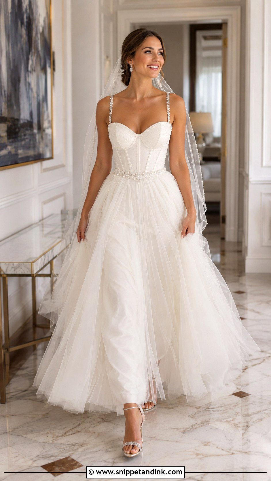 Beaded Strap Basque Waist Wedding Dress - Snippet and Ink - 20 Basque Waist Wedding Dress with Straps Ideas