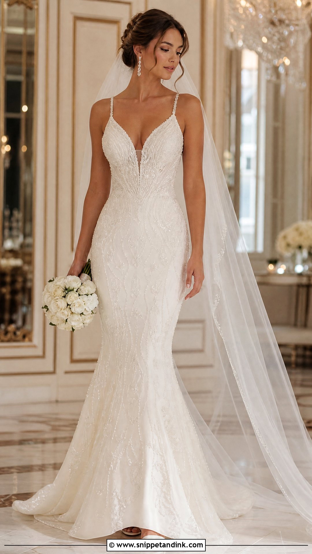 Beaded Strap Mermaid Wedding Dress - Snippet and Ink - 20 Wedding Dress Straps Ideas