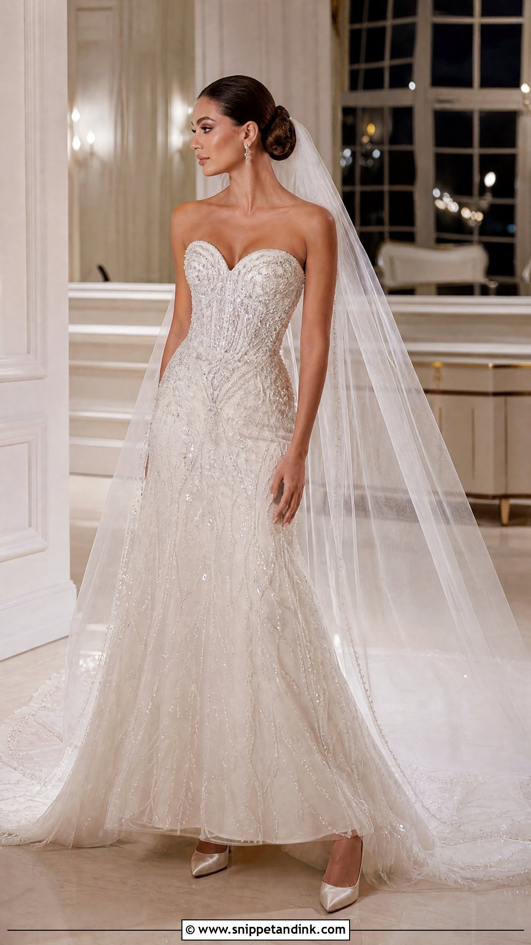 Beaded Strapless Sweetheart Wedding Dress - Snippet and Ink - 20 Strapless Sweetheart Wedding Dress Ideas