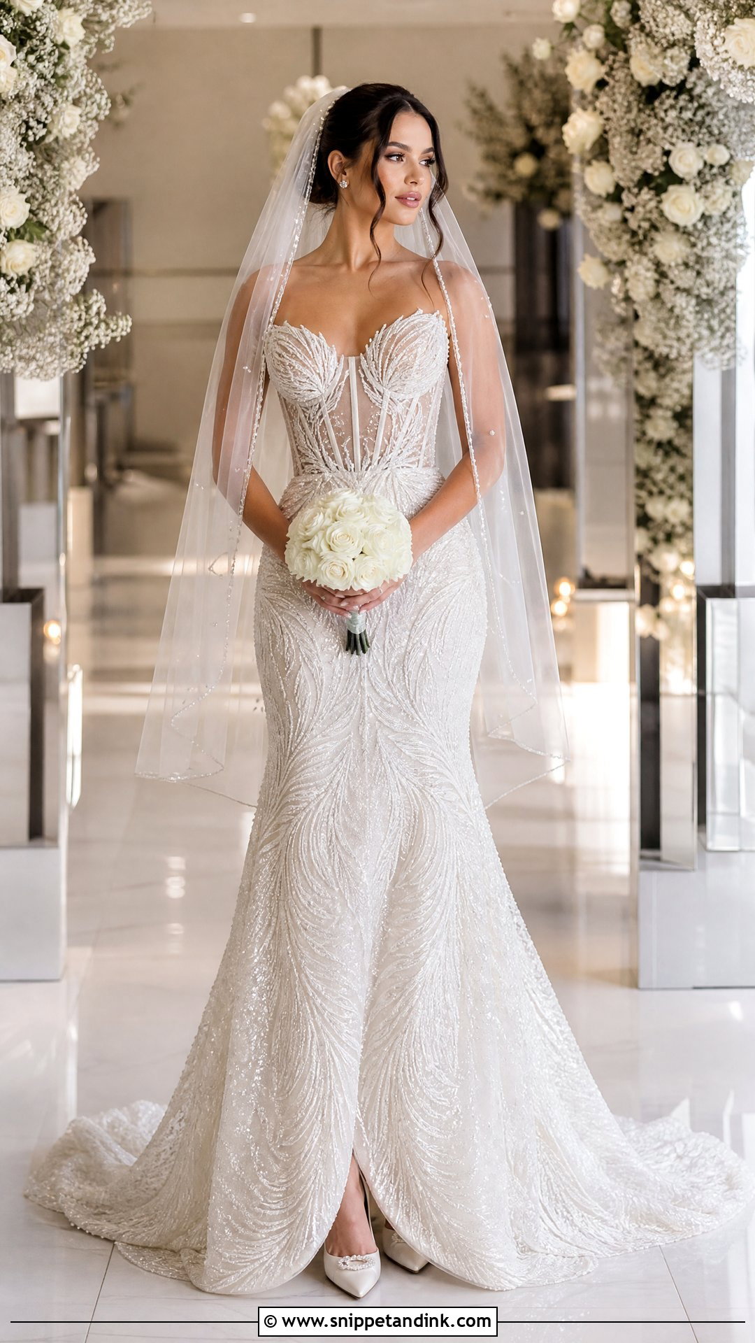 Beaded Swan Wedding Dress - Snippet and Ink - 25 Swan Wedding Dress Ideas
