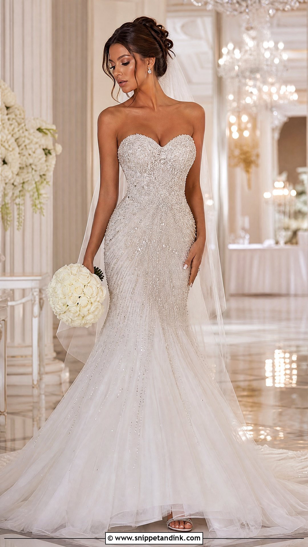 Beaded Sweetheart Mermaid Wedding Dress - Snippet and Ink - 20 Sweetheart Mermaid Wedding Dress Ideas