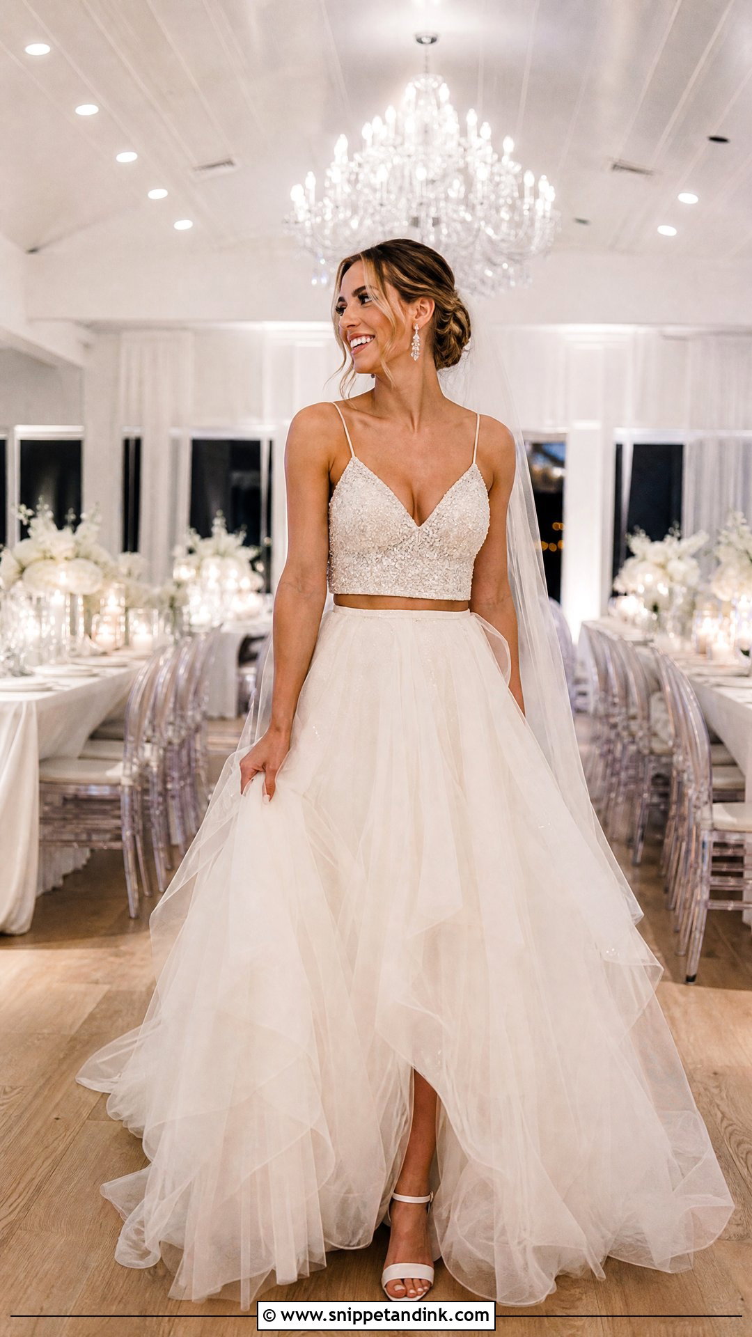 Beaded Top And Tulle Wedding Skirt - Snippet and Ink - 20 Two Piece Wedding Dresses