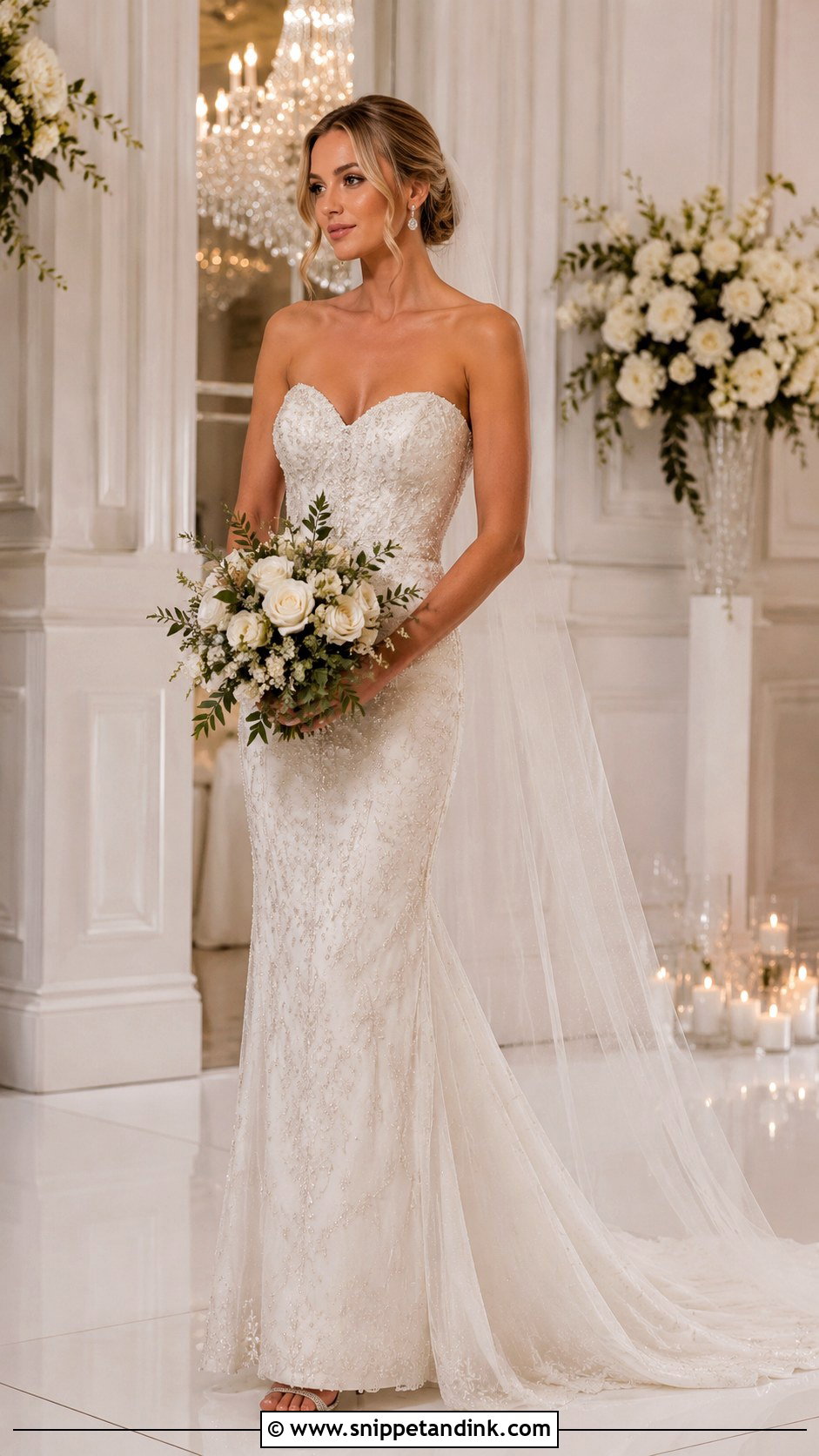 Beaded Train Wedding Dress - Snippet and Ink - 25 Bridal Train Styles