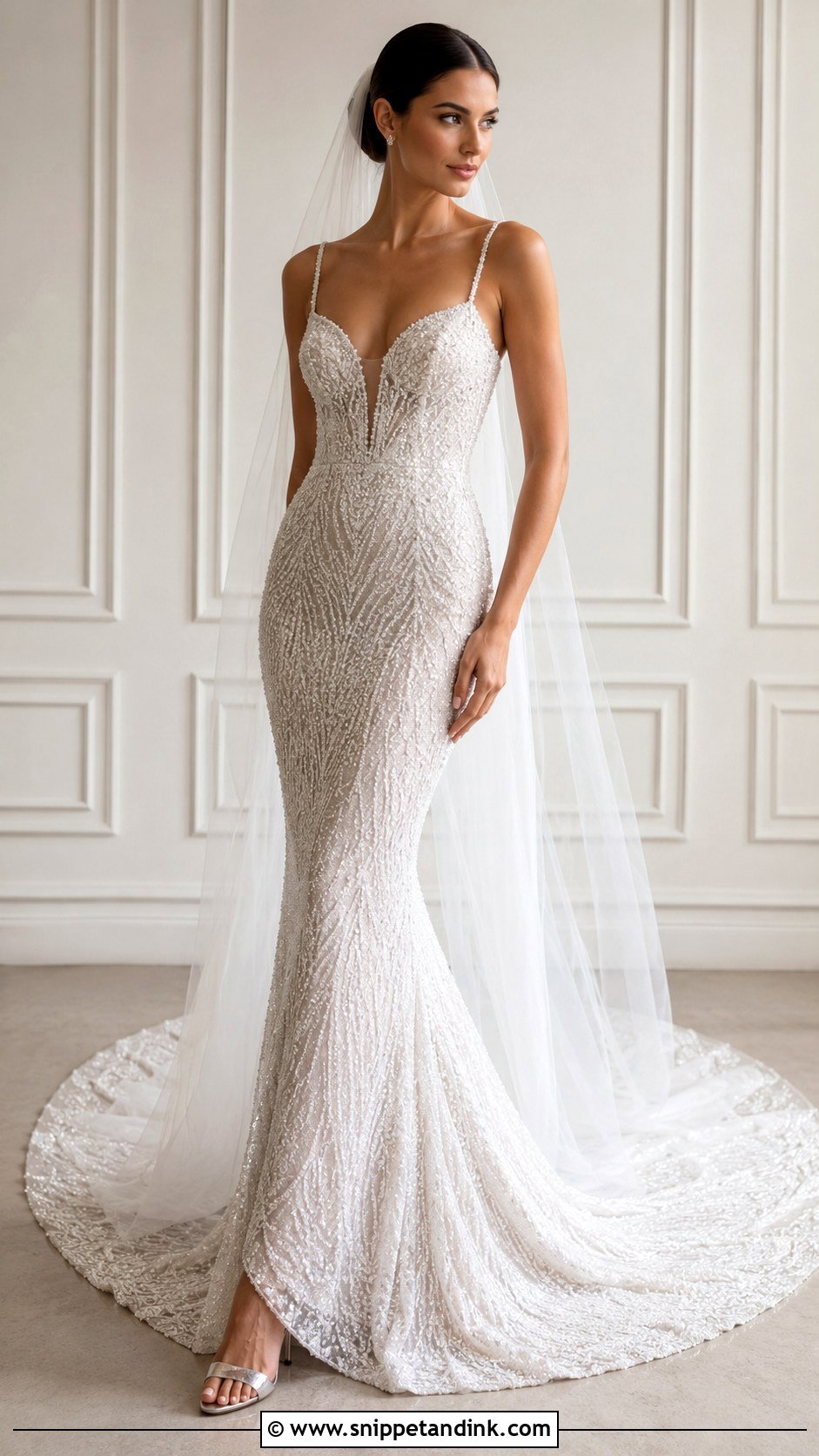 Beaded Train Wedding Dress - Snippet and Ink - 25 Wedding Dress Train Ideas