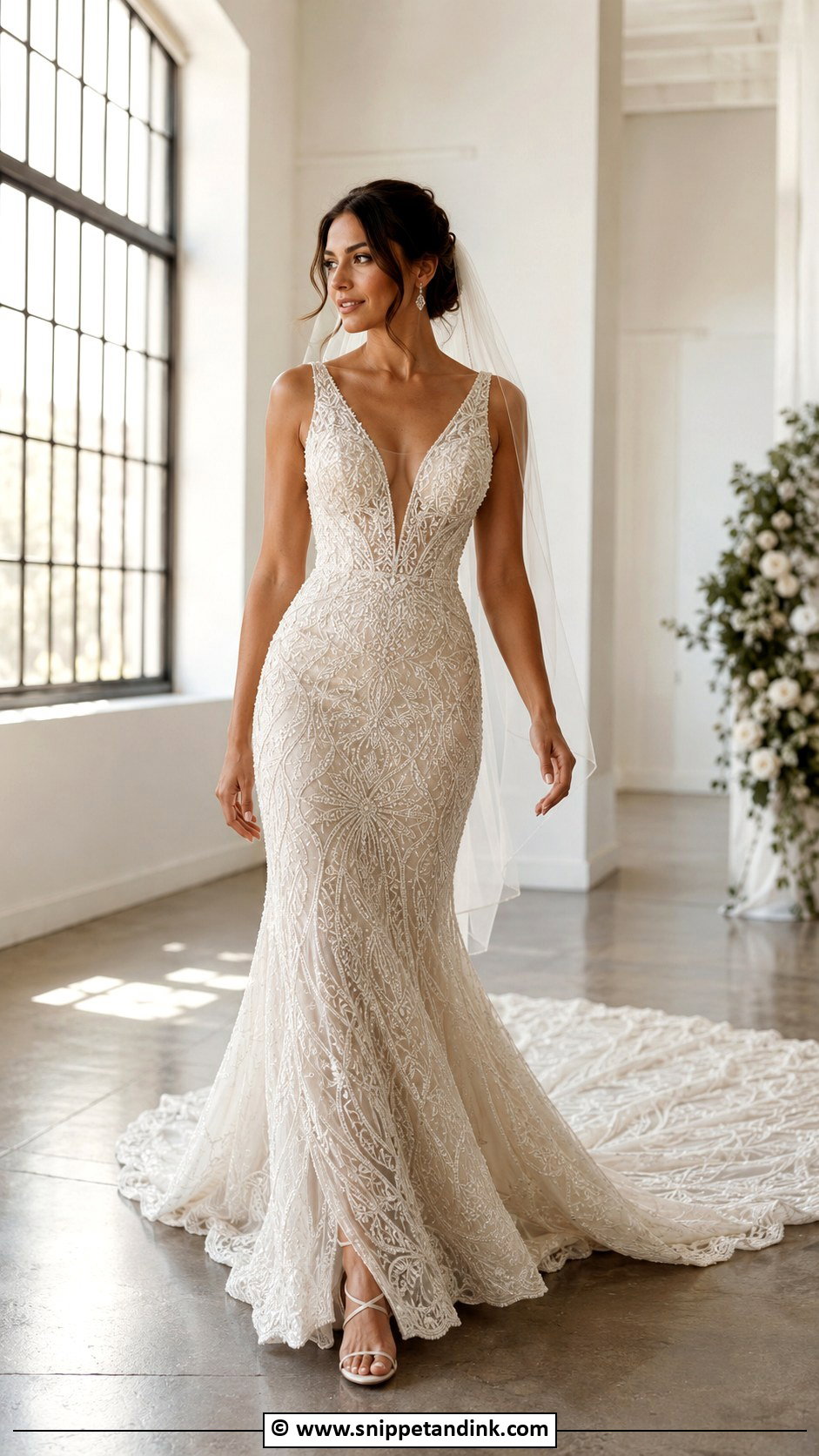 Beaded Train Wedding Dress - Snippet and Ink - 30 Beaded Wedding Dress Ideas