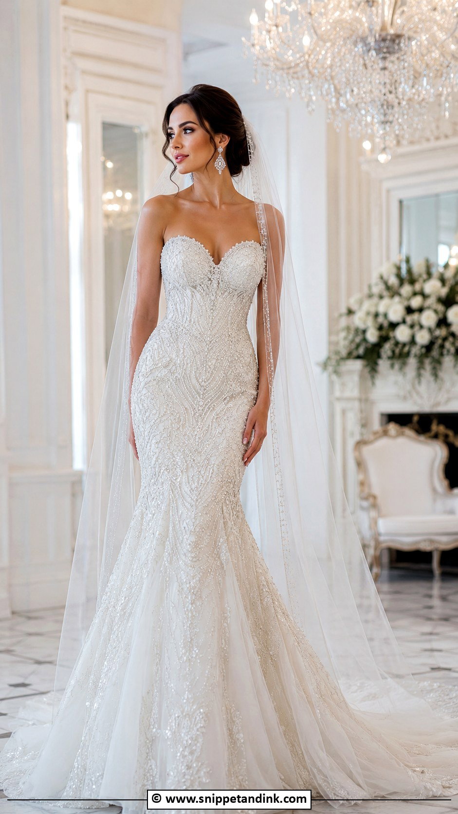 Beaded Trumpet Wedding Dress - Snippet and Ink - 30 Trumpet Wedding Dress Ideas