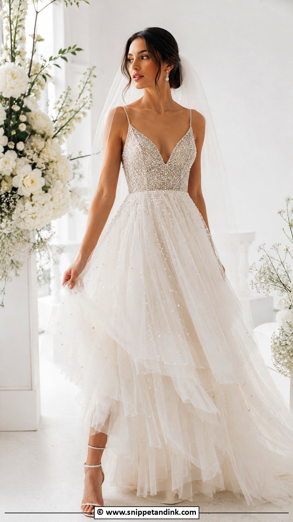 Beaded Tulle Wedding Dress - Snippet and Ink - 30 Beaded Wedding Dress Ideas