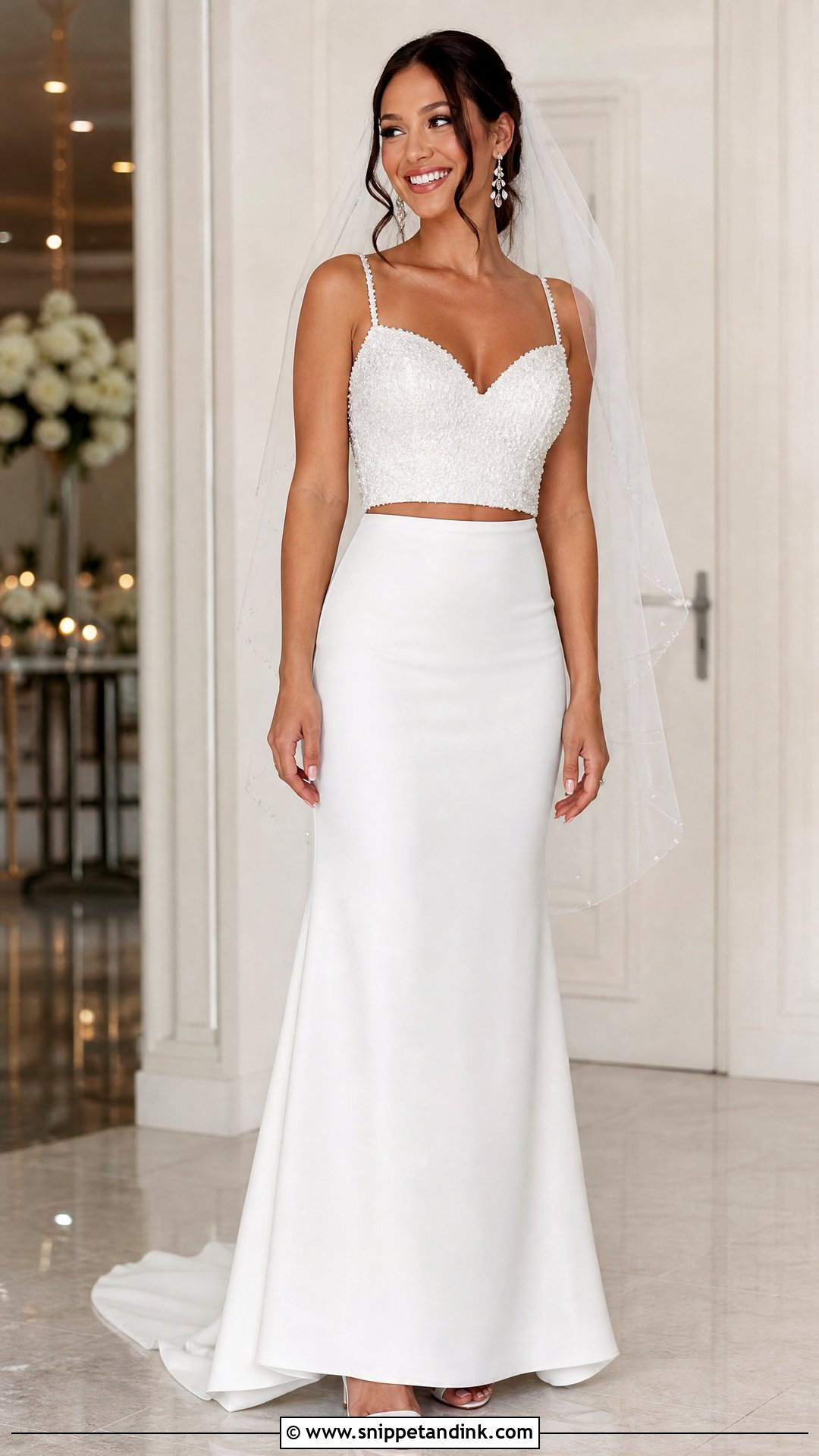 Beaded Two Piece Wedding Dress - Snippet and Ink - 20 Two Part Wedding Dress Ideas