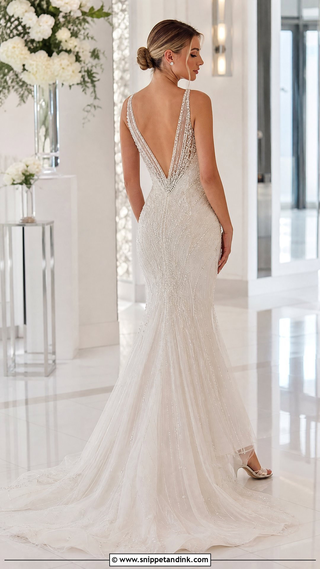 Beaded V Back Wedding Dress - Snippet and Ink - 20 Wedding Dresses Back Detail