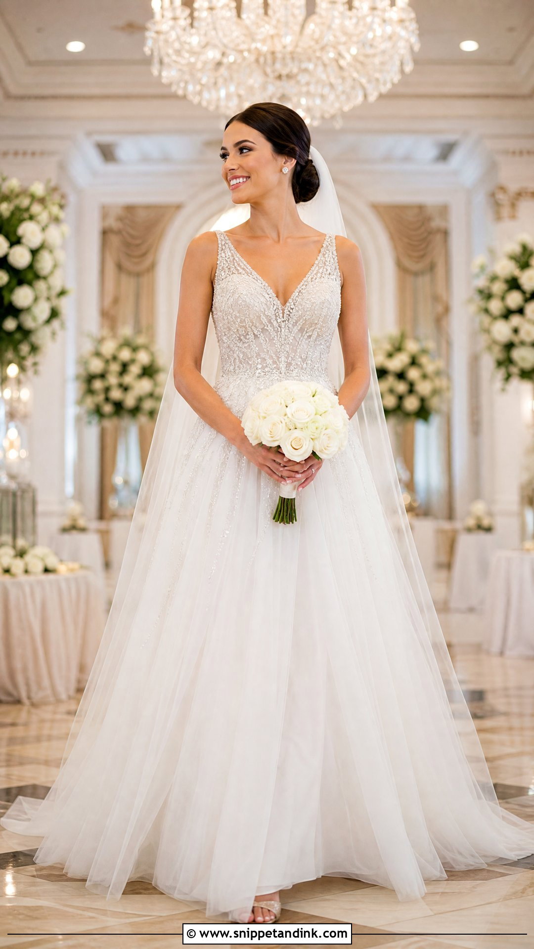 Beaded V Neck Wedding Dress - Snippet and Ink - 25 Wedding Dresses V Neck