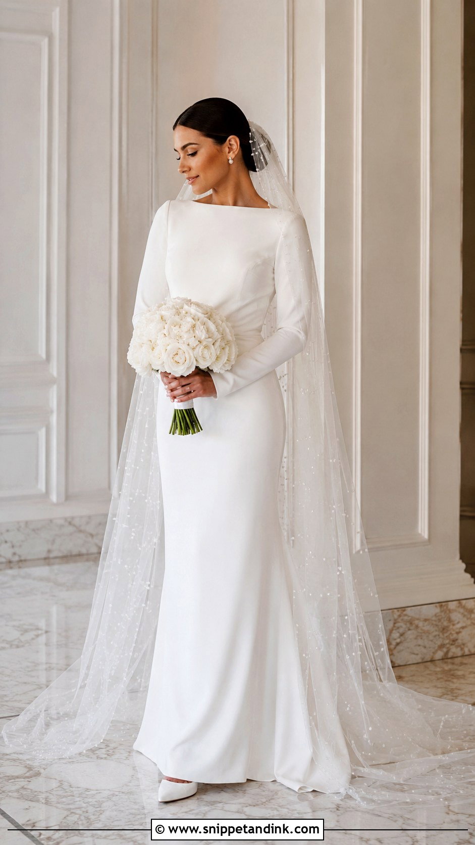 Beaded Veil With Long Sleeve Dress - Snippet and Ink - 25 Beaded Veil Ideas