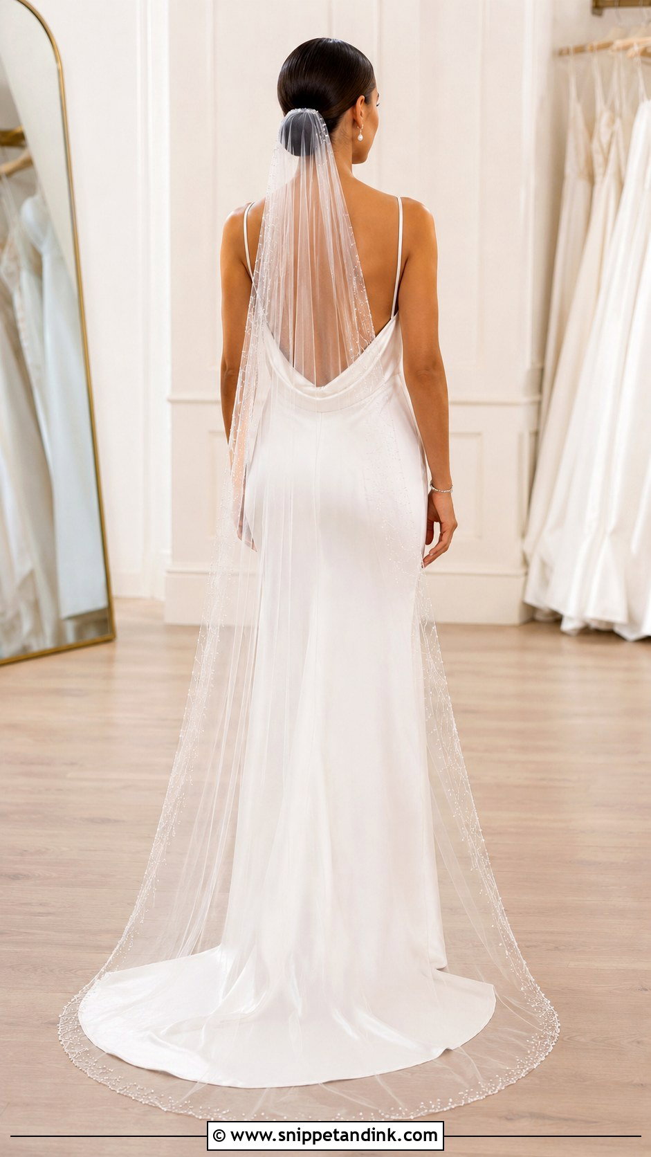 Beaded Veil With Low Bun - Snippet and Ink - 25 Beaded Veil Ideas