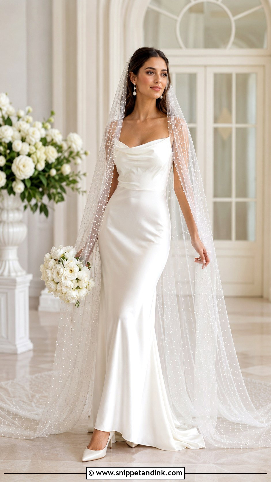 Beaded Veil With Pearl Earrings - Snippet and Ink - 25 Beaded Veil Ideas