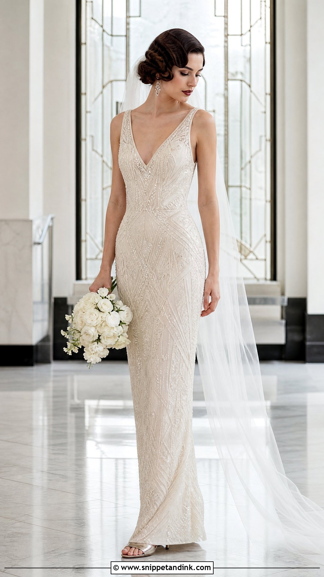 Beaded Vintage Slim Fit Wedding Dress - Snippet and Ink - 20 Slim Fit Wedding Dress Ideas
