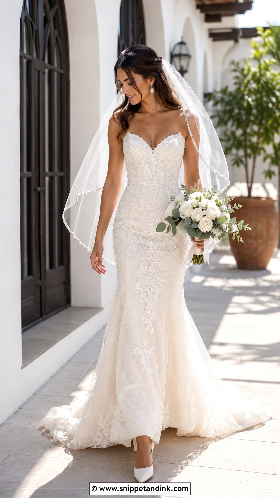 Beaded Waltz Veil With Fit and Flare Dress - Snippet and Ink - 20 Beaded Veils