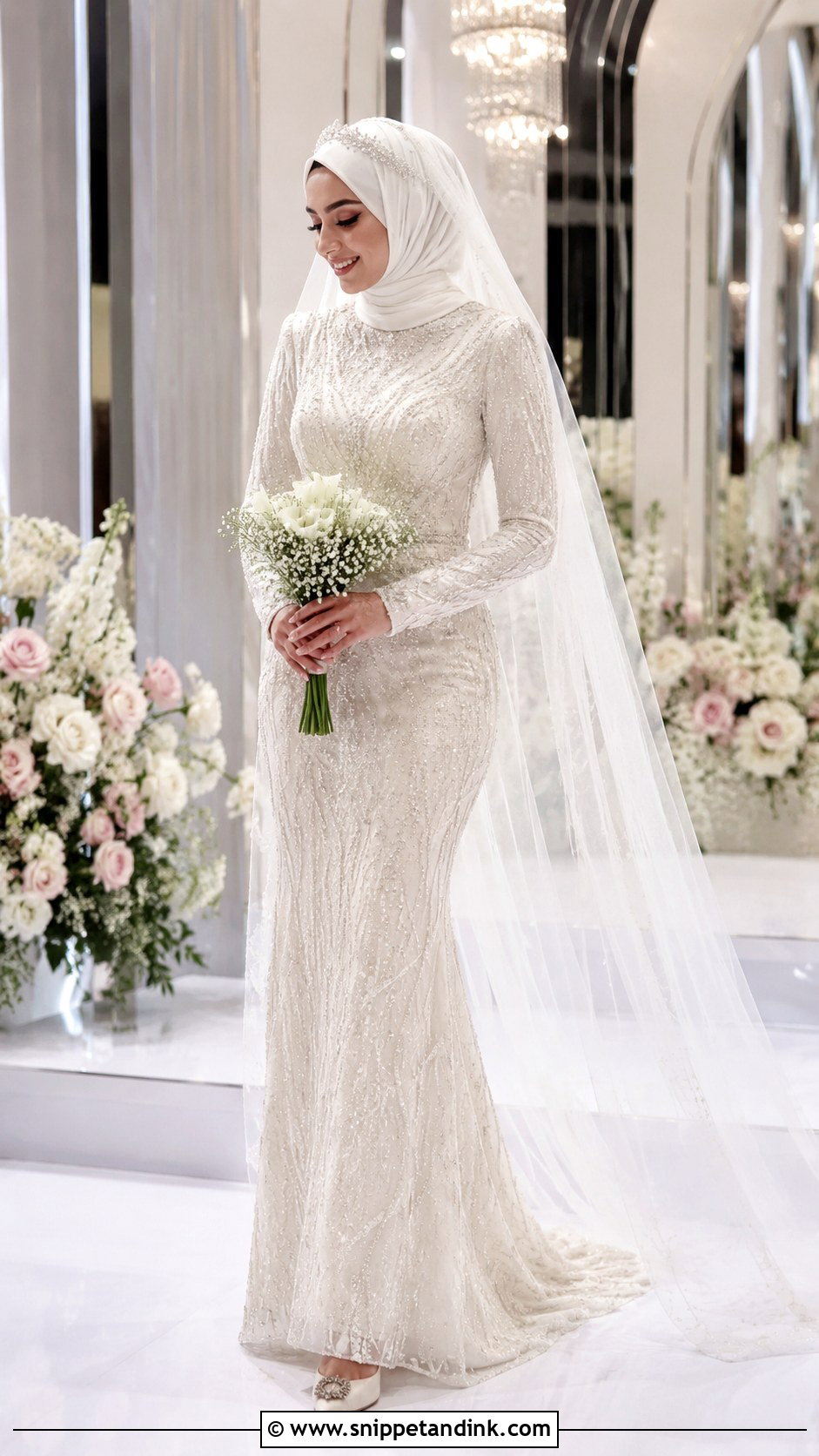 Beaded Wedding Dress Hijab - Snippet and Ink - 35 Wedding Dress Hijab Ideas