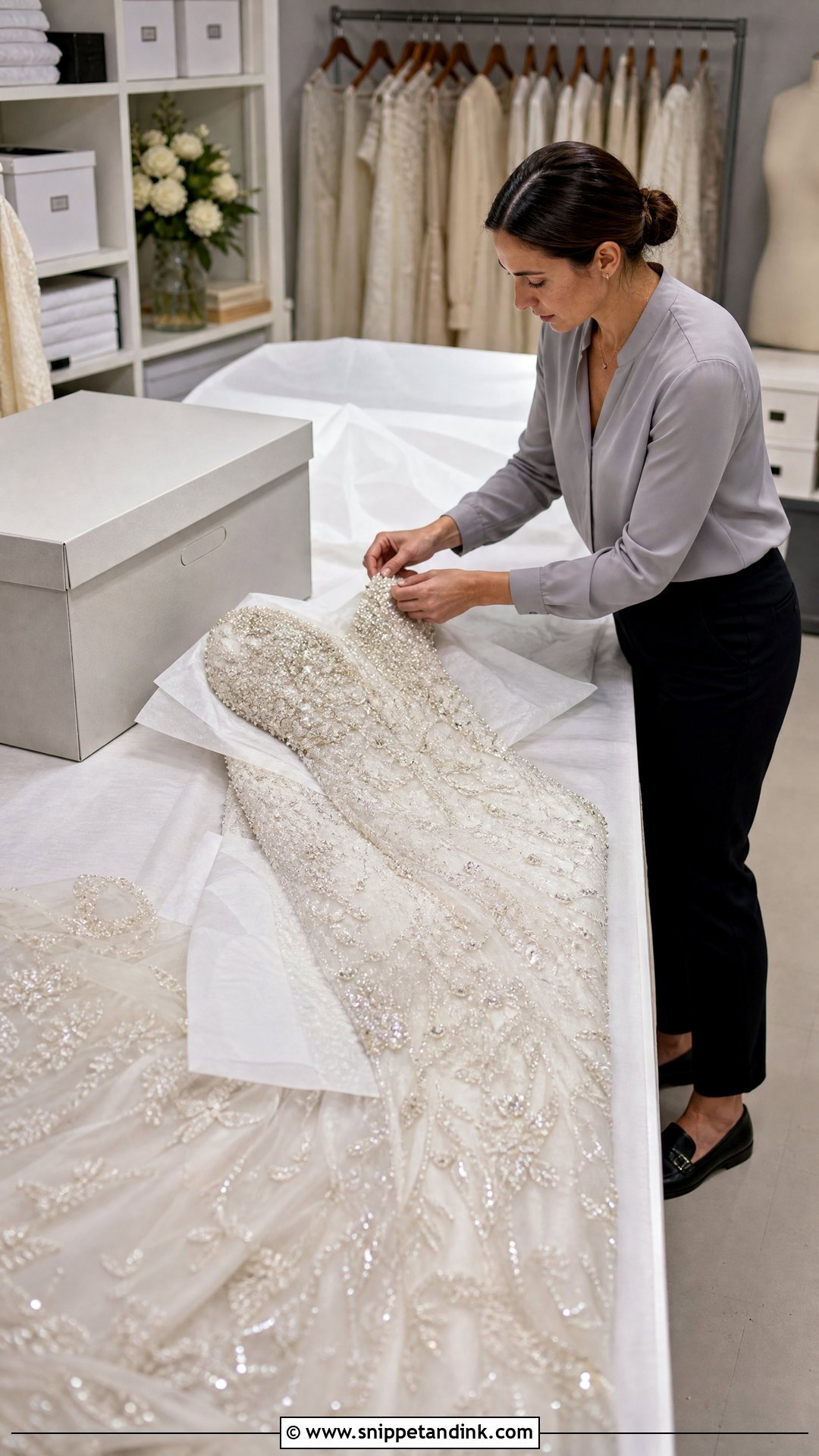 Beaded Wedding Dress Storage - Snippet and Ink - 20 Wedding Dress Storage Ideas