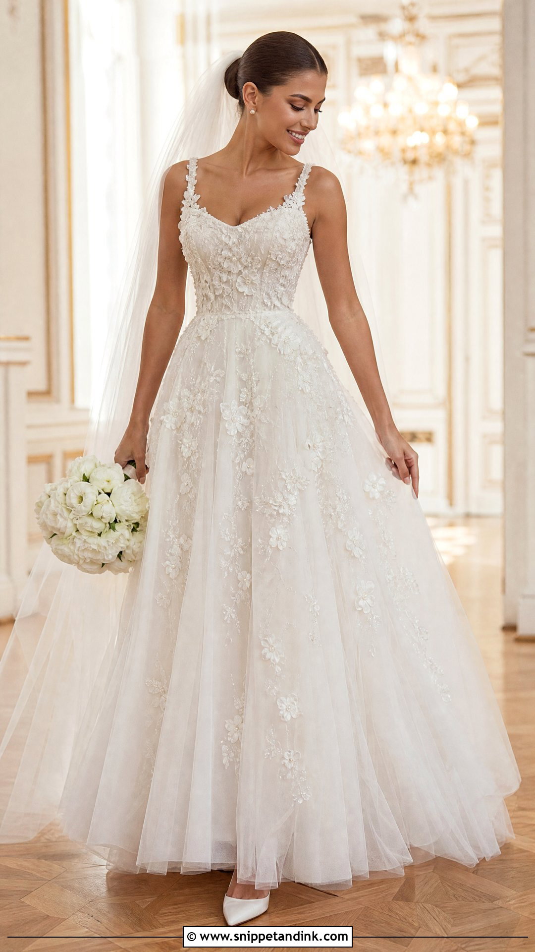 Beaded Wedding Dress With 3D Flowers - Snippet and Ink - 20 Wedding Dress 3d Flowers