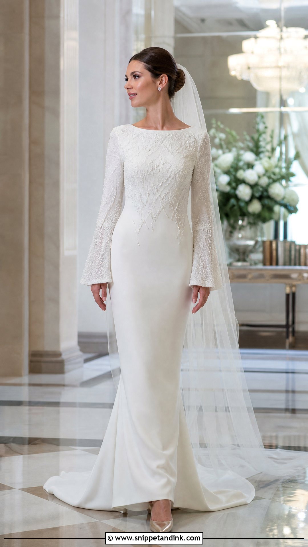 Beaded Wedding Dress With Bell Sleeves - Snippet and Ink - 20 Wedding Dress with Bell Sleeves