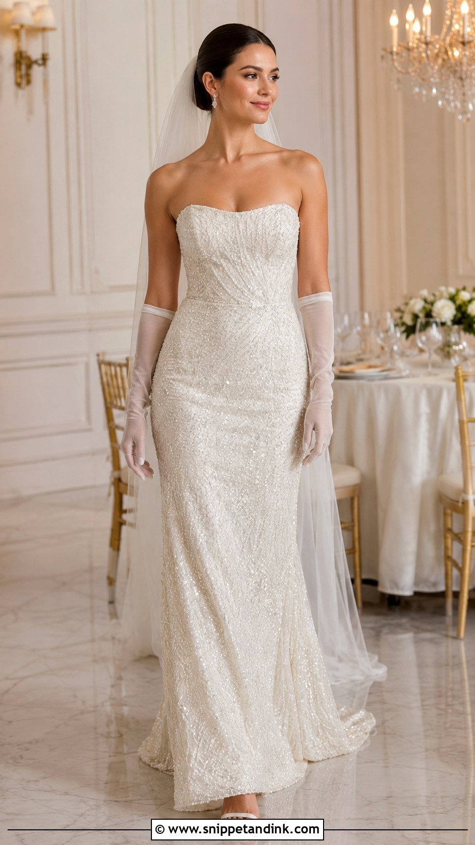 Beaded Wedding Dress With Gloves - Snippet and Ink - 25 Wedding Dresses with Gloves