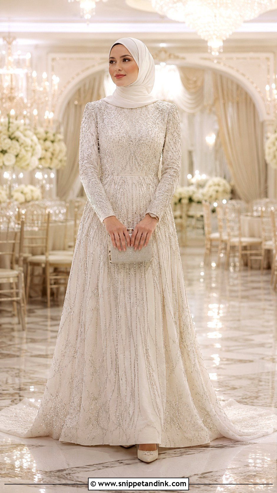 Beaded Wedding Dress With Hijab - Snippet and Ink - 25 Hijab Do Wedding Ideas