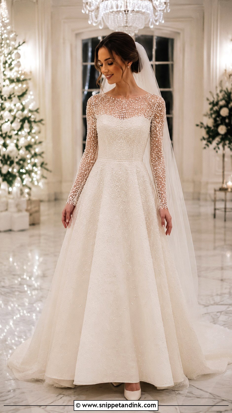Beaded Wedding Dress With Long Sleeves - Snippet and Ink - 25 December Wedding Dress Ideas