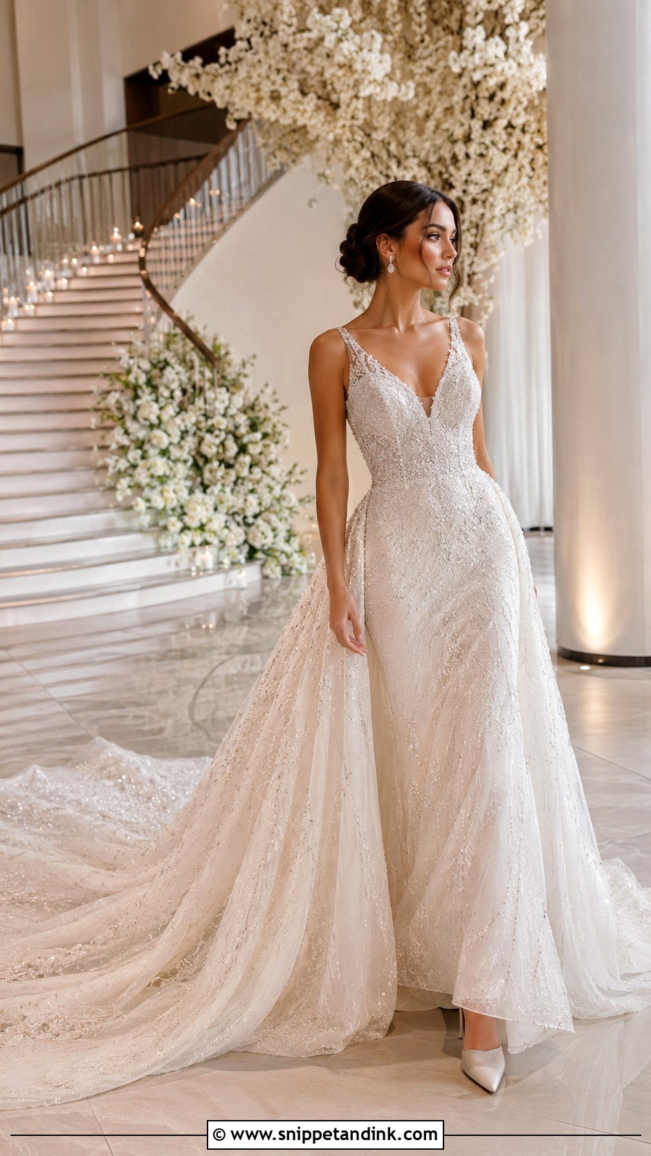 Beaded Wedding Dress With Long Train - Snippet and Ink - 25 Long Train Wedding Dress Ideas