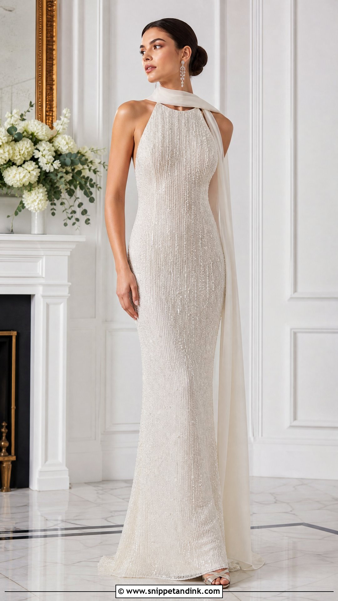 Beaded Wedding Dress With Neck Scarf - Snippet and Ink - 25 Wedding Dress with Neck Scarf Ideas