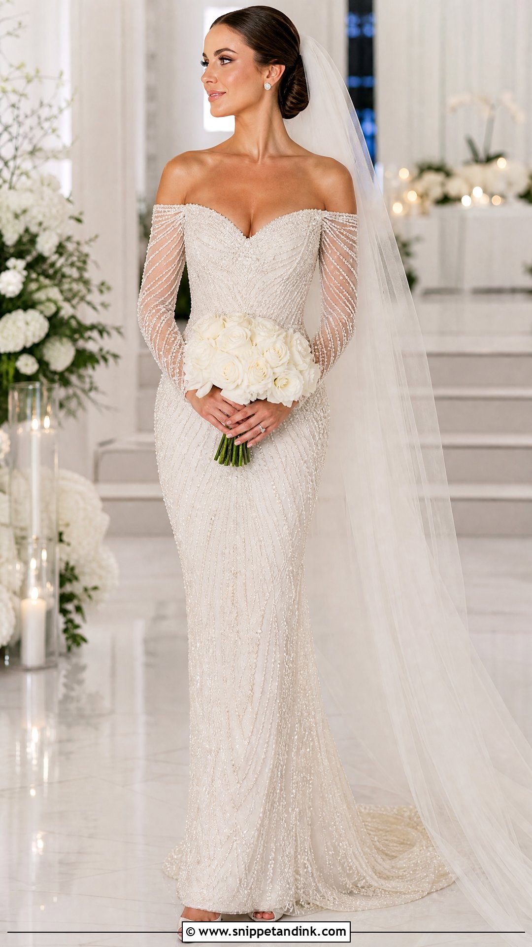 Beaded Wedding Dress With Off Shoulder Sleeves - Snippet and Ink - 20 Wedding Dress with Sleeves Off Shoulder