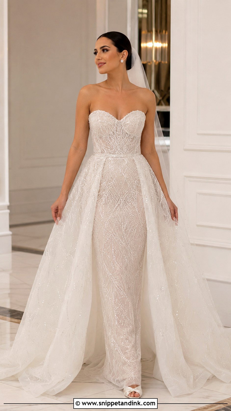Beaded Wedding Dress With Overskirt - Snippet and Ink - 25 Overskirt Wedding Dress Ideas